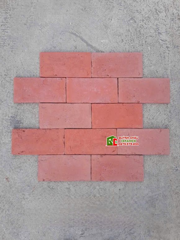 Gạch thẻ giả cổ chữ nhật màu đỏ ốp lát trang trí