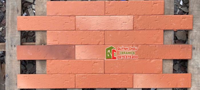 Gạch thẻ giả cổ màu đỏ cam đất nung