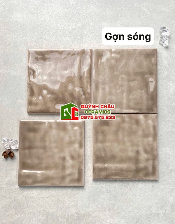 Gạch thẻ màu xám cổ điển 12x12 bóng lượn sóng