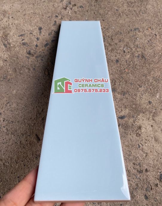 Gạch thẻ ốp tường 75x300 xanh ngọc bóng