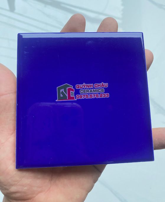 Gạch thẻ trang trí 10x10 xanh dương bóng