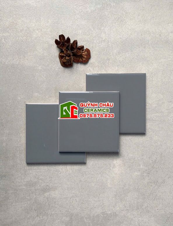Gạch thẻ trung quốc 10x10 bóng màu xám đậm