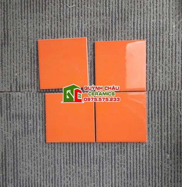 Gạch thẻ trung quốc 10x10 màu cam bóng