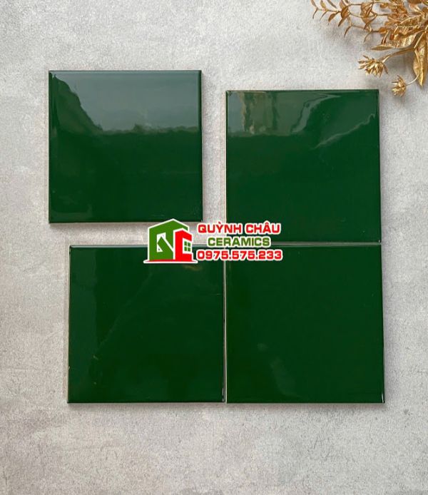 Gạch thẻ trung quốc 10x10 màu xanh đậm bóng