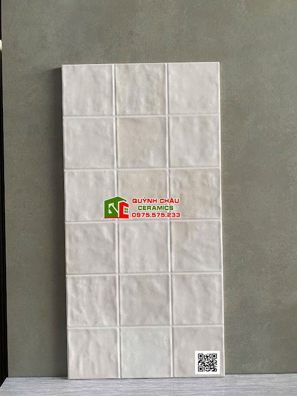 Gạch trang trí 30x60 giả thẻ lượn sóng màu kem