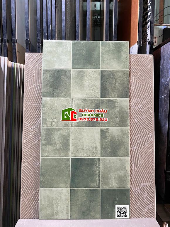 Gạch trang trí 40x80 giả thẻ màu xanh hiệu ứng Gạch trang trí 40x80 giả thẻ màu xanh hiệu ứng