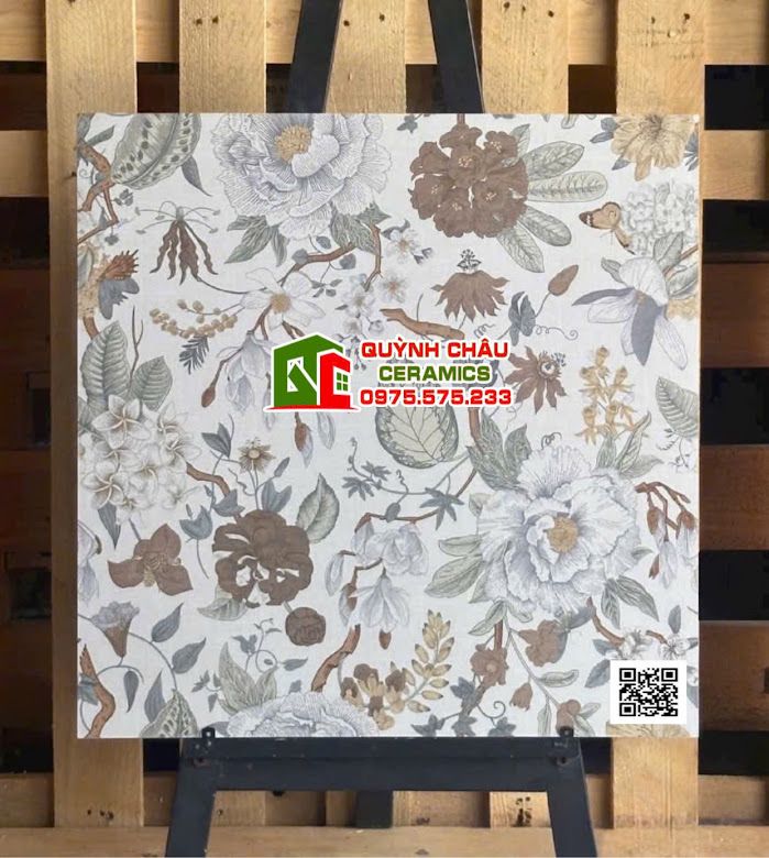 Gạch trang trí 60x60 hoạ tiết rừng hoa nhiệt đới   