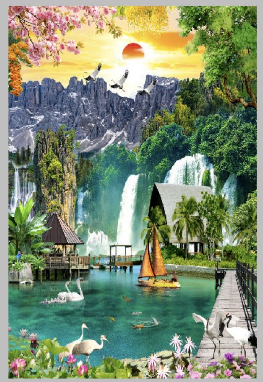 Gạch tranh 3D khung cảnh thơ mộng