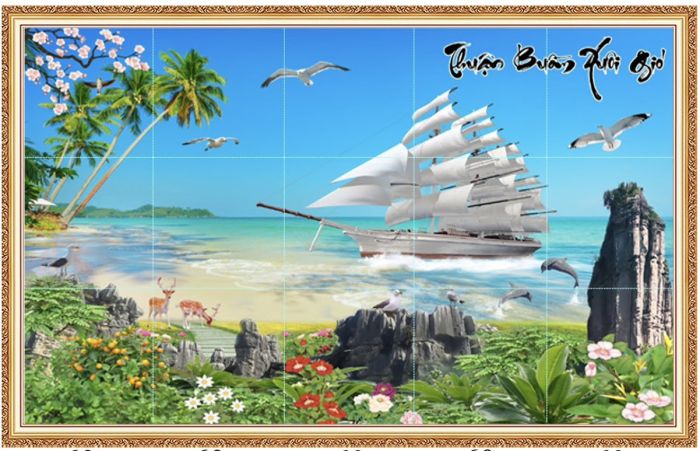 Gạch tranh cảnh thuận buồm xuôi gió
