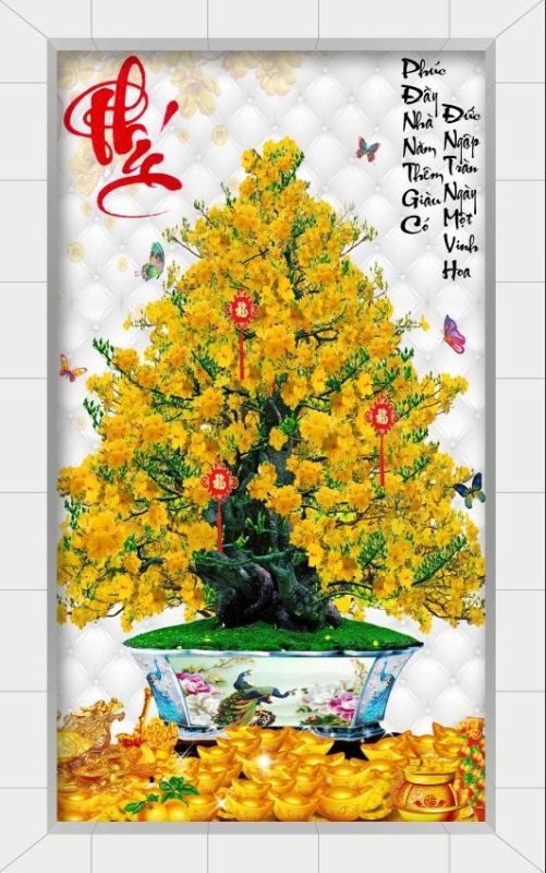 Gạch tranh cây mai khổ đứng