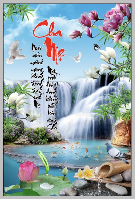 Gạch tranh cha mẹ suối nguồn yêu thương