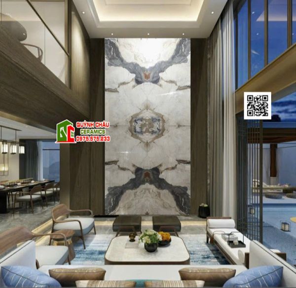 Gạch tranh ốp phòng khách 120x240 vân đối xứng đẹp Gạch tranh ốp phòng khách 120x240 vân đối xứng đẹp