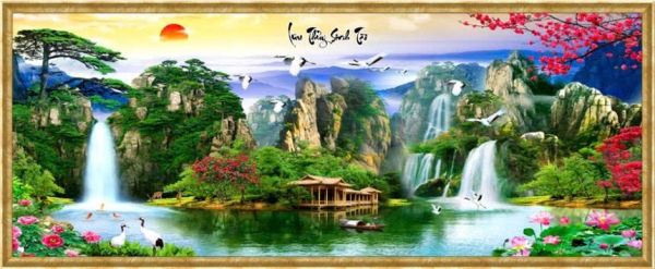 Gạch tranh phong cảnh lưu thuỷ sinh tài