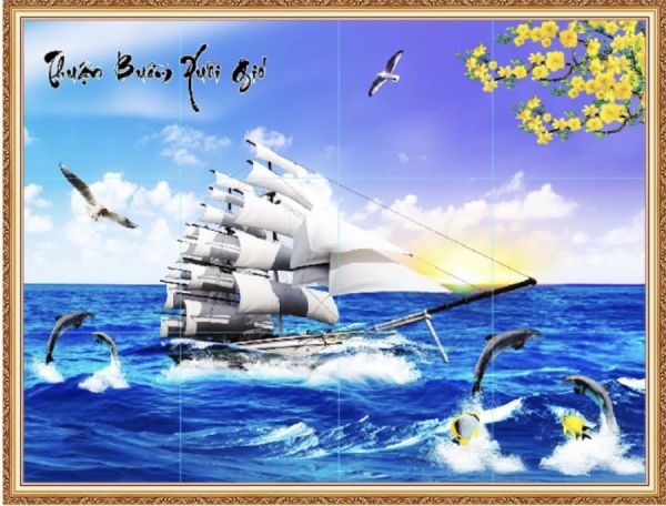 Gạch tranh phủ kính thuận buồm xuôi gió