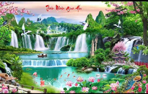 Gạch tranh thiên nhiên giao hoà phong cảnh đẹp