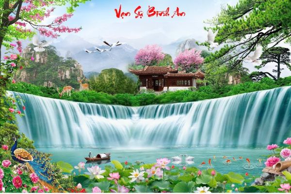 Gạch tranh vạn sự bình an phong cảnh đẹp