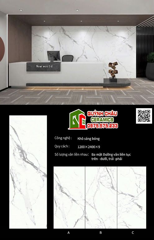 Gạch trung quốc 120x240 đá nung kết trắng vân mây