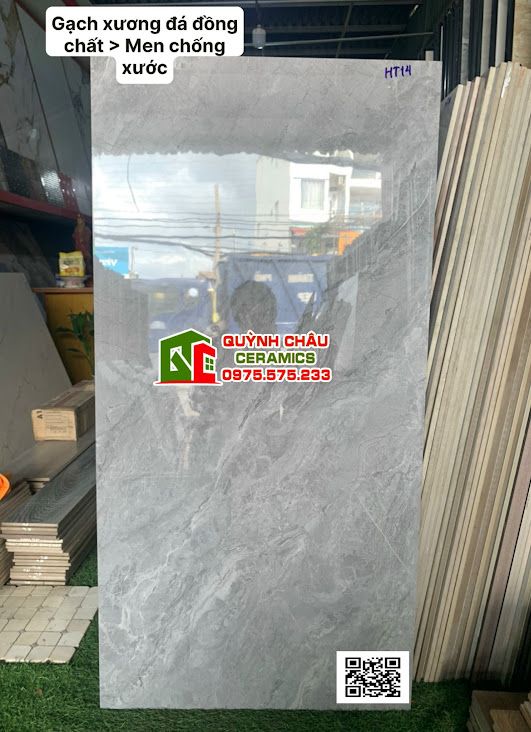 Gạch trung quốc 60x120 xám đậm vân đá men bóng chống xước đồng chất