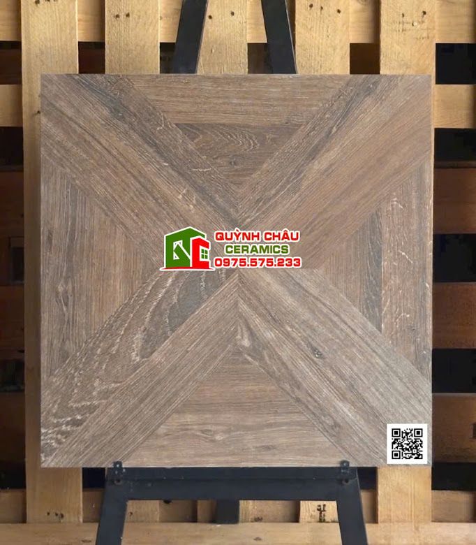 Gạch vân gỗ 60x60 màu cánh dán ghép 3D đối xứng        