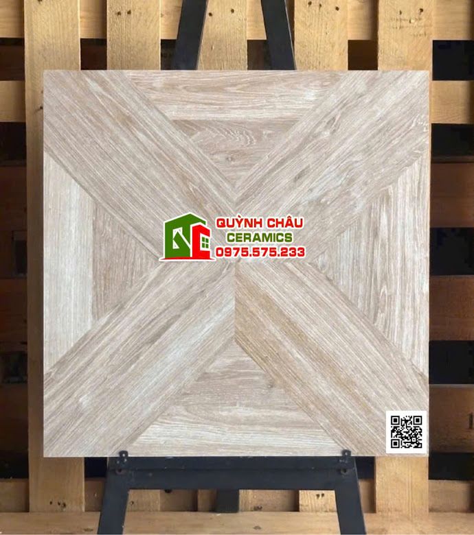Gạch vân màu gỗ sồi 60x60 3D ghép chéo đối xứng          