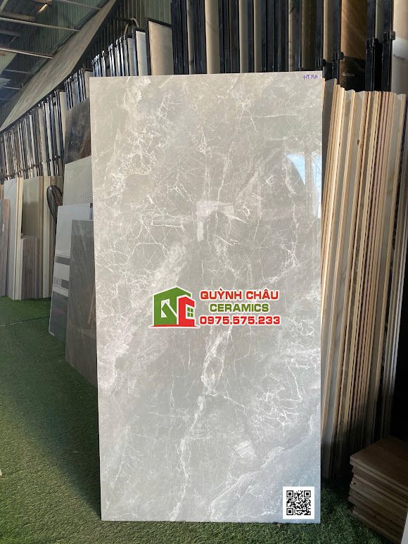 Gạch Vicenza 60x120 xám vân đá bóng kính