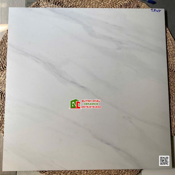 Gạch Việt Ý 80x80 bề mặt men trắng mờ vân đá xám
