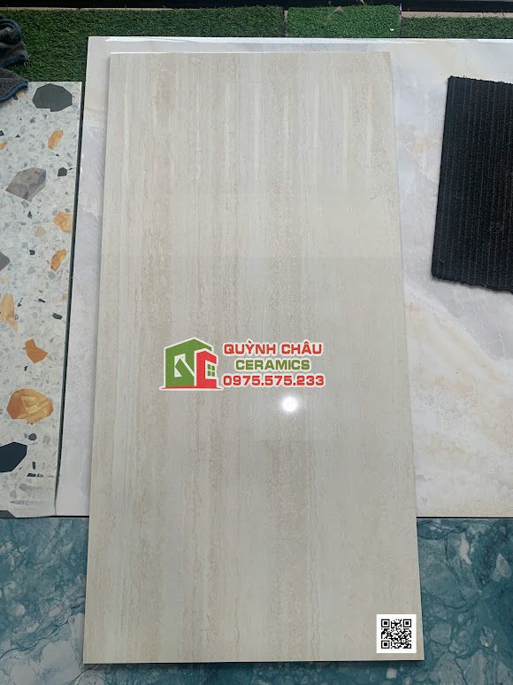 Gạch Viglacera 60x120 Travertine kem bóng kính