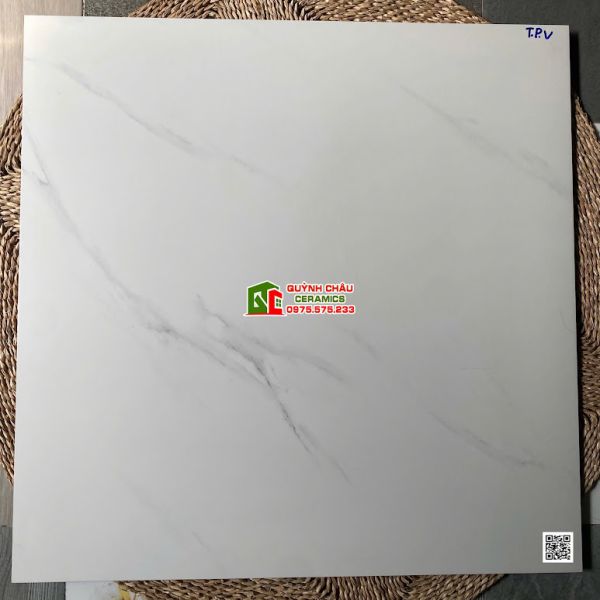 Gạch Viglacera 80x80 bề mặt trắng mờ vân xám mây khói đá Marble