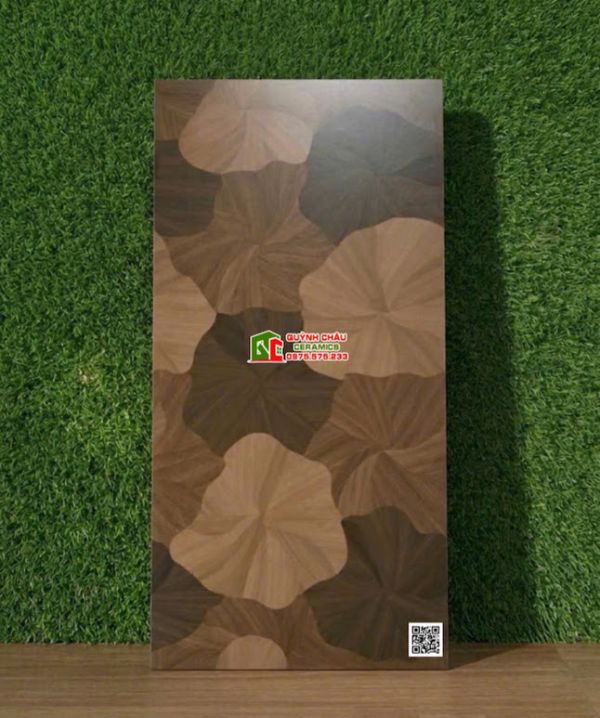 Mẫu gạch gỗ họa tiết lá sen đậm 60x120 trung quốc