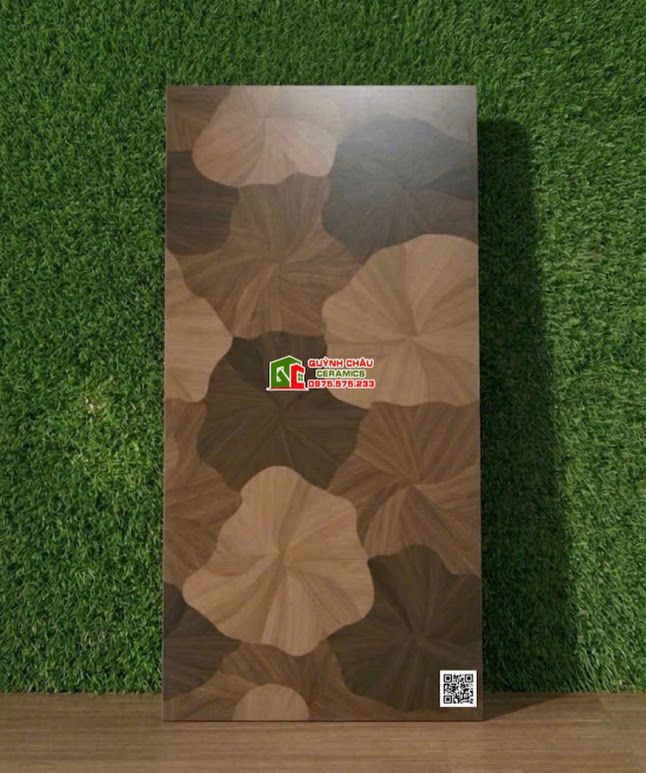 Mẫu gạch gỗ họa tiết lá sen đậm 60x120 trung quốc
