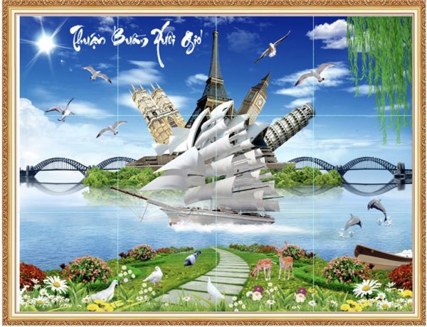 Thuận buồm xuôi gió tranh 3D