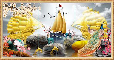 Tranh 3D thuận buồm xuôi gió cảnh vật