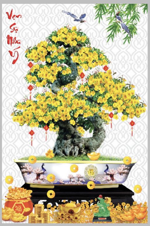 Tranh cây hoa mai vạn sự như ý