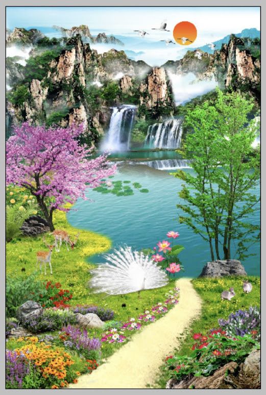 Tranh kính kim tuyến vẻ đẹp thiên nhiên kỳ ảo