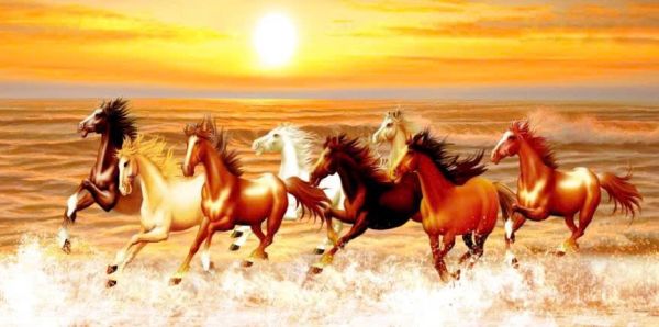 Tranh kính mã đáo thành công hoàng hôn