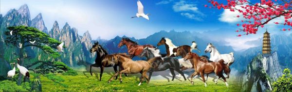  Tranh kính mã đáo thành công phong cảnh núi non