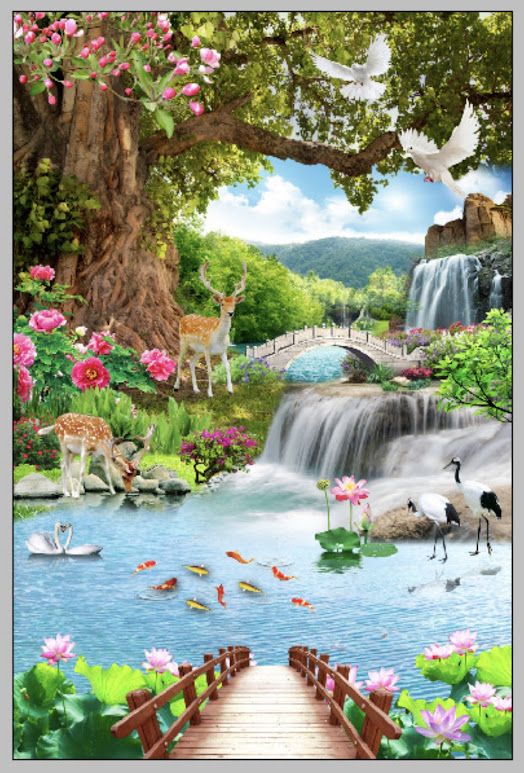 Tranh kính phong cảnh thiên đường thanh bình