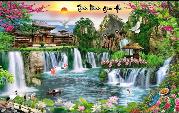 Tranh kính thiên nhiên giao hoà phong cảnh