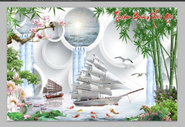 Tranh kính thuận buồm xuôi gió treo tường 