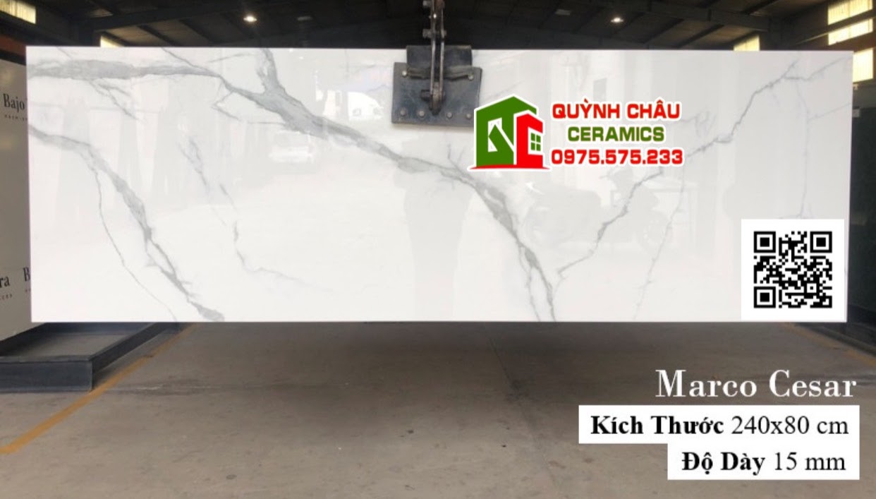 Gạch nhập khẩu khổ lớn 80x240 màu trắng vân mây 