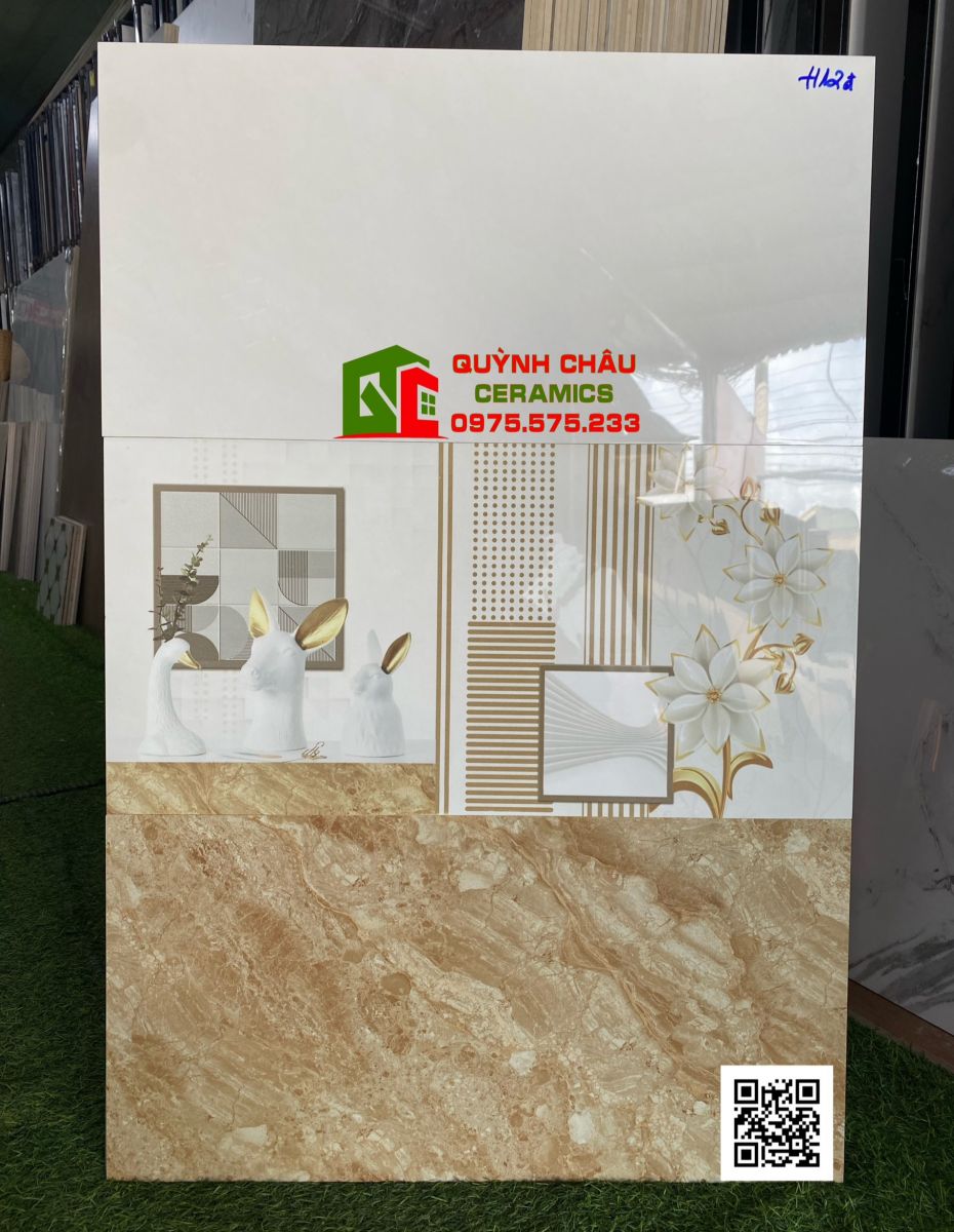Đá bóng kính 30x60 ốp tường phòng khách đẹp