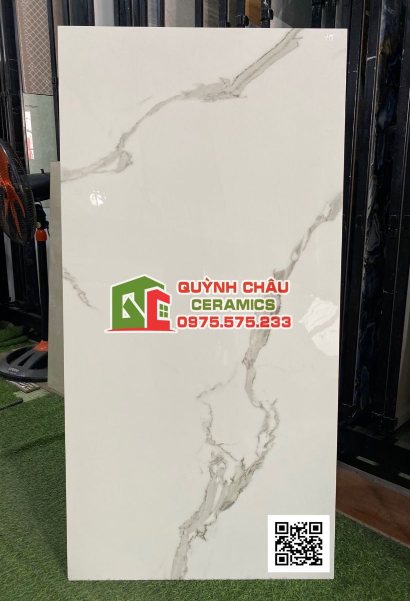 Gạch ốp lát ấn độ 60x120 trắng vân khói bóng kiếng