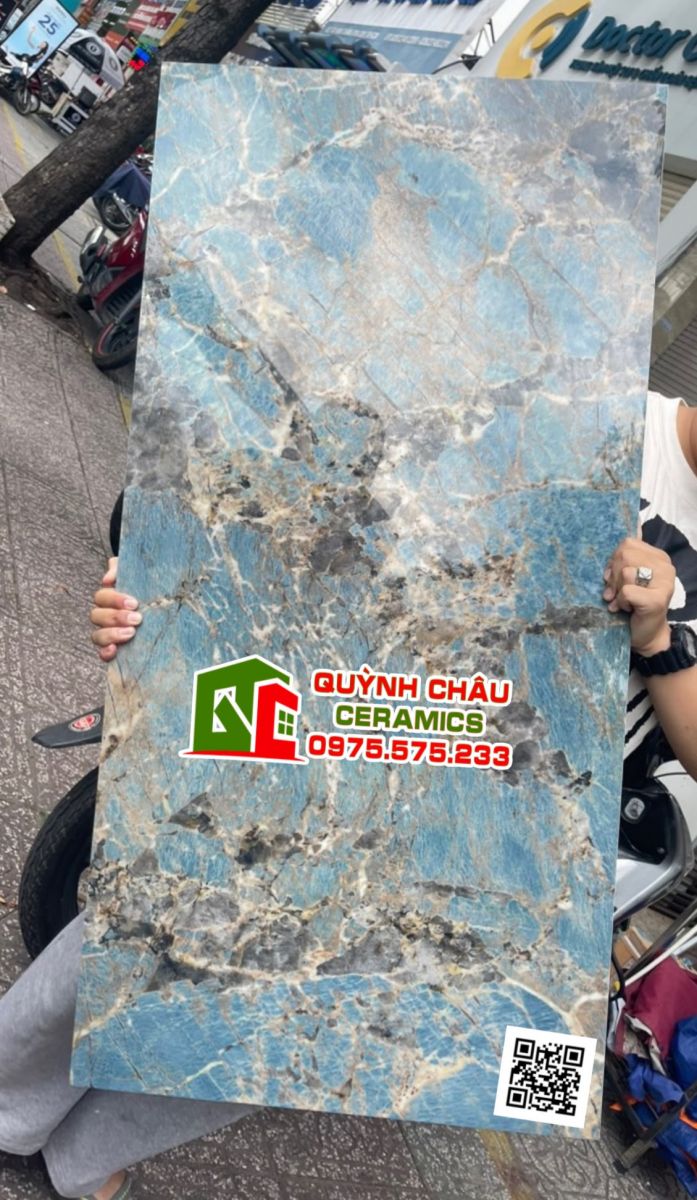 Gạch khổ lớn ấn độ 60x120 xanh vân đá cẩm thạch đẹp