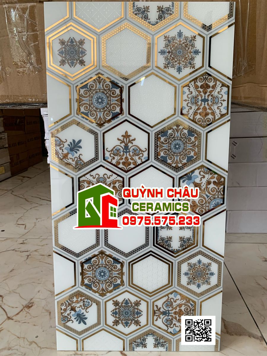 Gạch bóng kính 30x60 nhũ vàng ốp tường trang trí đẹp