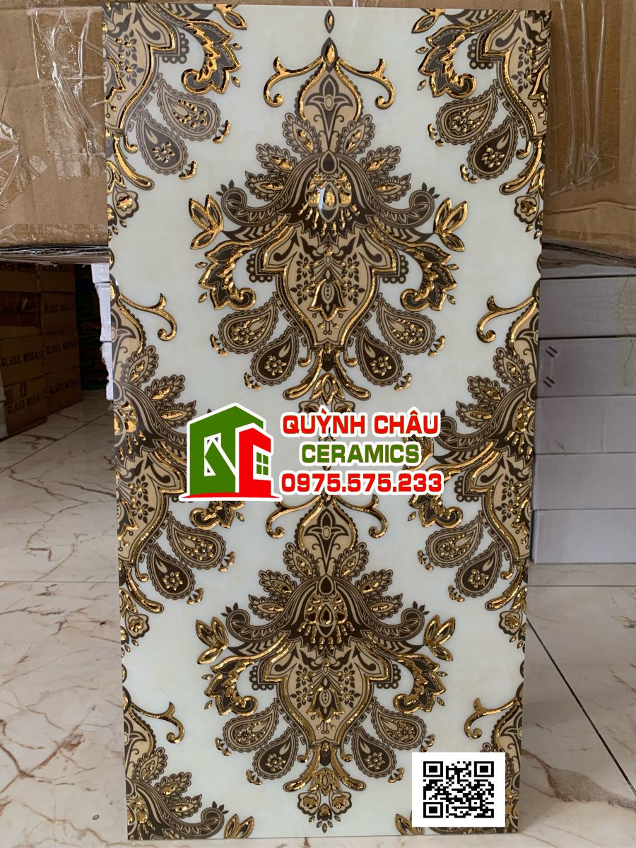 Gạch điểm dán tường 30x60 nhũ vàng đẹp giá rẻ