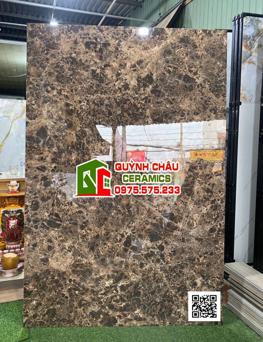 Gạch khổ lớn ấn độ 120x180 nâu vân đá siêu bóng bền đẹp