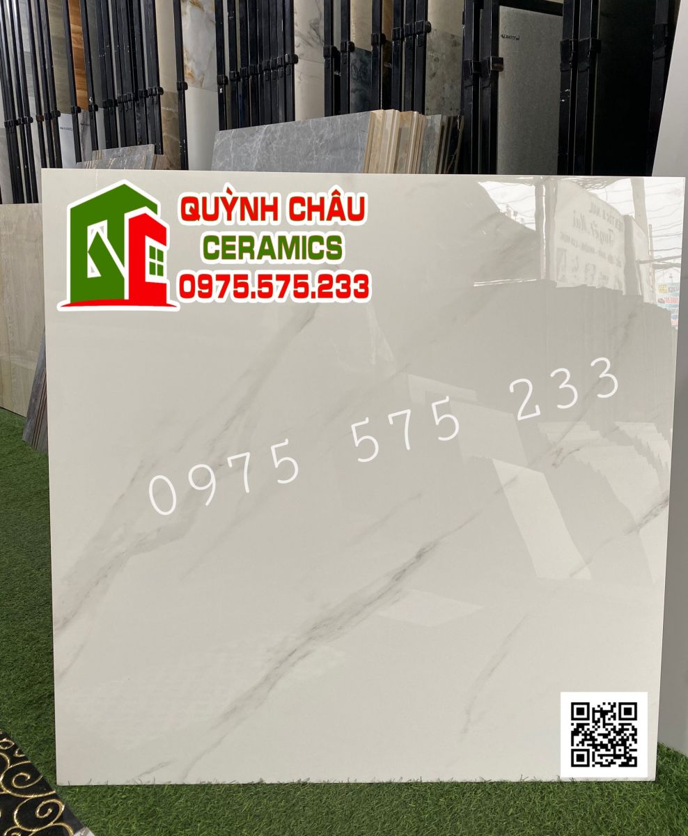 Gạch bóng kính 1000x1000 ấn độ trắng vân khói