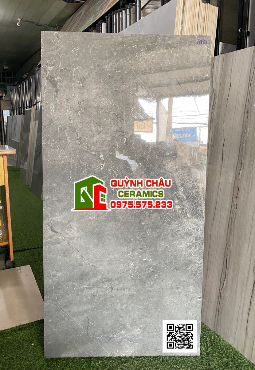 Gạch lót sàn 60x120 vân đá rạn xám bóng ấn độ