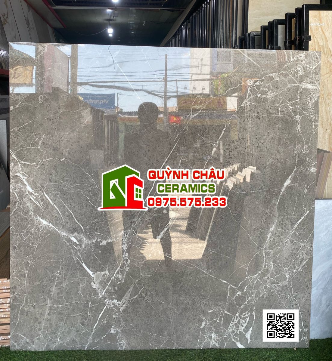 Gạch 120x120 tông xám vân đá bóng kiếng