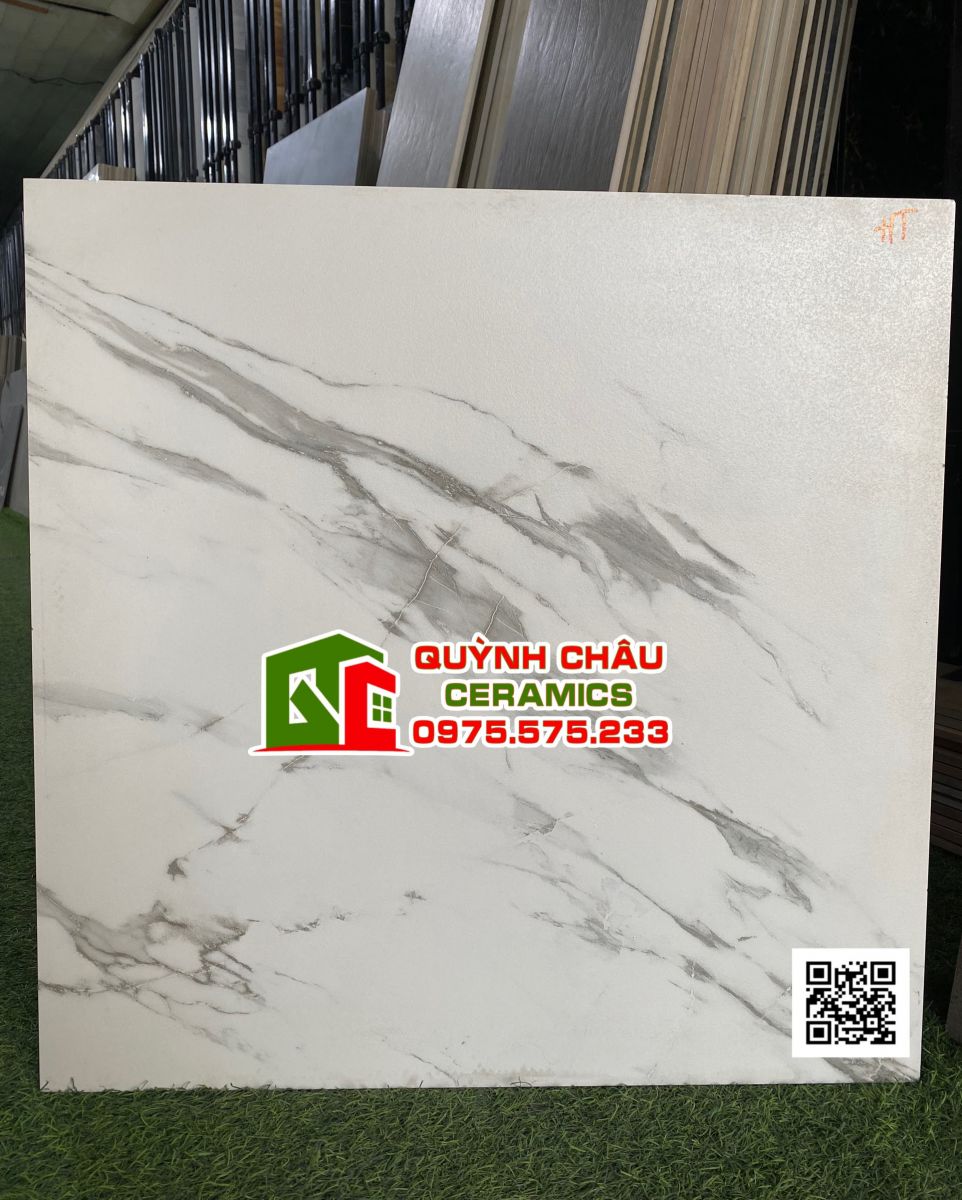 Gạch ấn độ lót sàn 600x600 đá mờ màu trắng vân mây